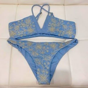 Free People Anthropology Embroidered Bikini Set
